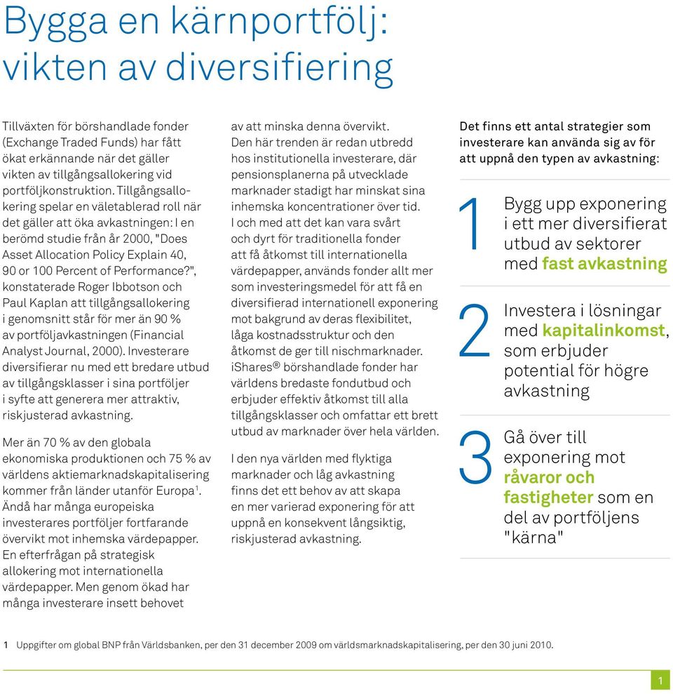 Tillgångsallokering spelar en väletablerad roll när det gäller att öka avkastningen: I en berömd studie från år 2000, "Does Asset Allocation Policy Explain 40, 90 or 100 Percent of Performance?