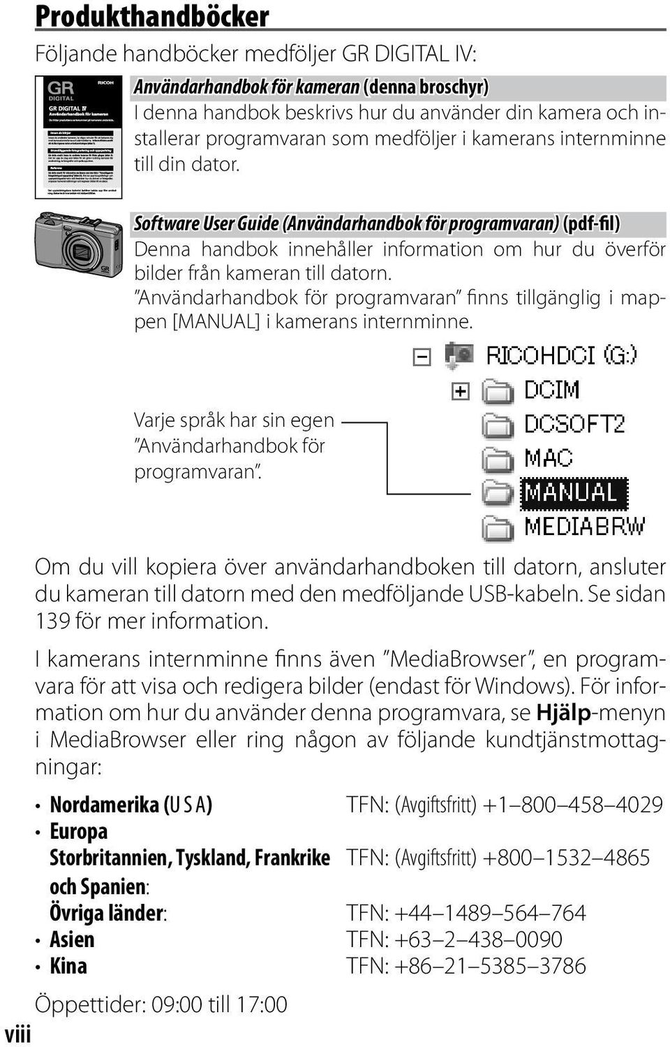 Software User Guide (Användarhandbok för programvaran) (pdf-fil) Denna handbok innehåller information om hur du överför bilder från kameran till datorn.