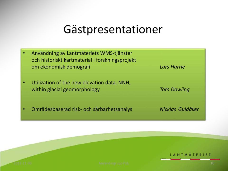 elevation data, NNH, within glacial geomorphology Lars Harrie Tom Dowling