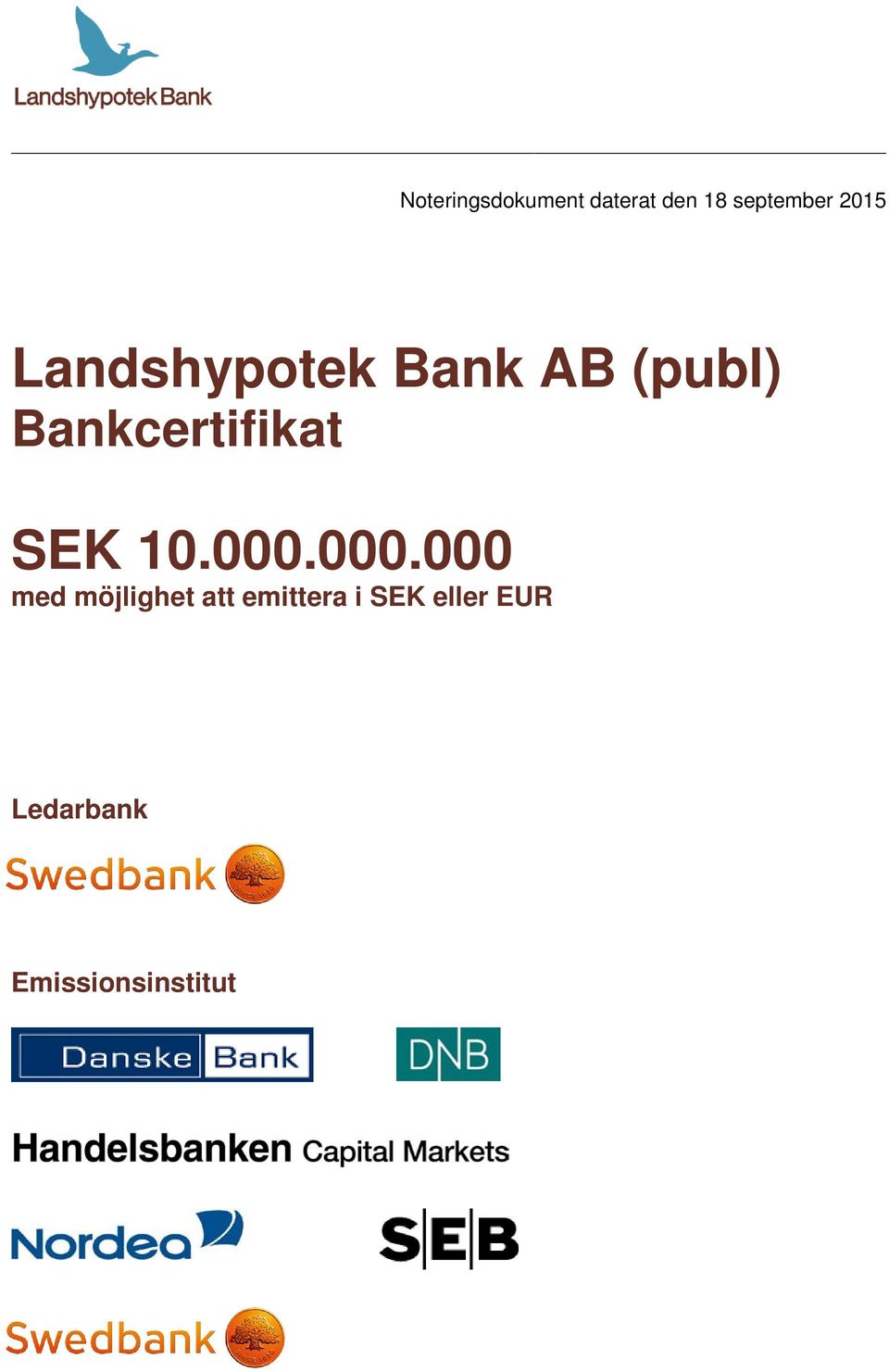 Bankcertifikat SEK 10.000.