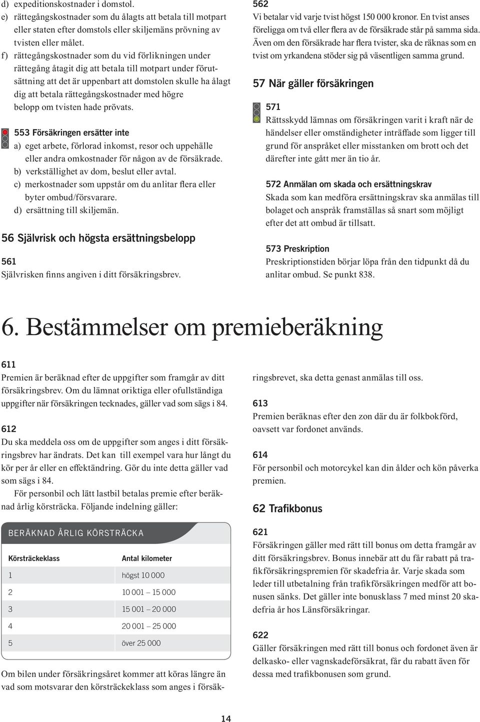 rättegångskostnader med högre belopp om tvisten hade prövats. 553 Försäkringen ersätter inte a) eget arbete, förlorad inkomst, resor och uppehälle eller andra omkostnader för någon av de försäkrade.