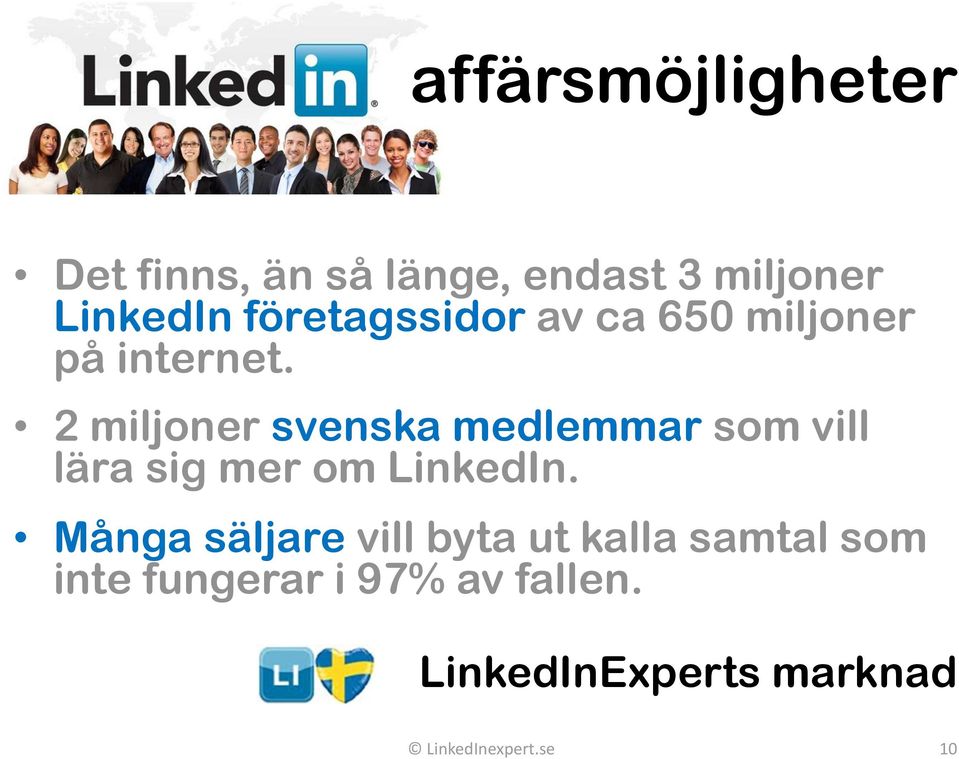 2 miljoner svenska medlemmar som vill lära sig mer om LinkedIn.