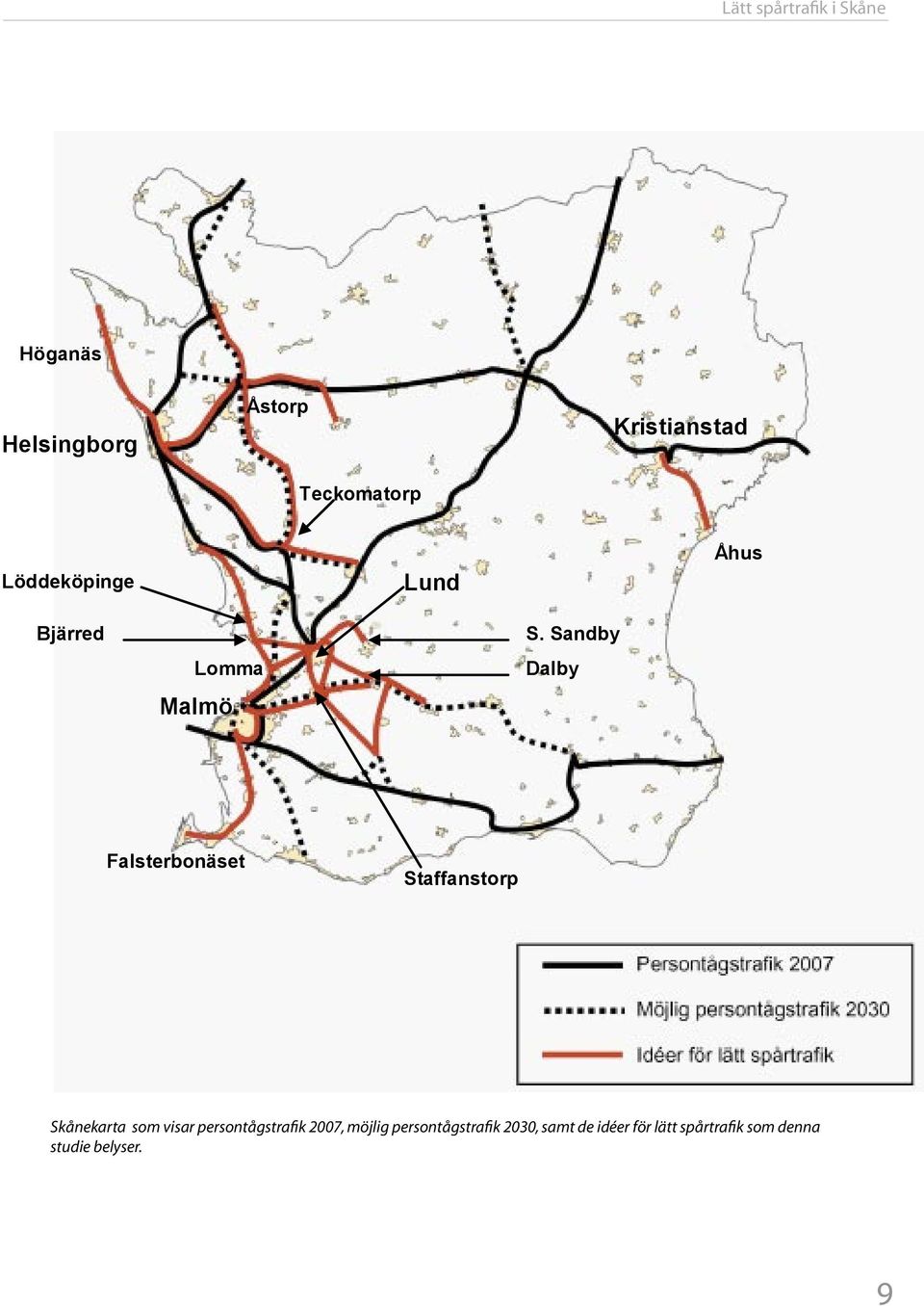 Sandby Dalby Åhus Falsterbonäset Staffanstorp Skånekarta som visar