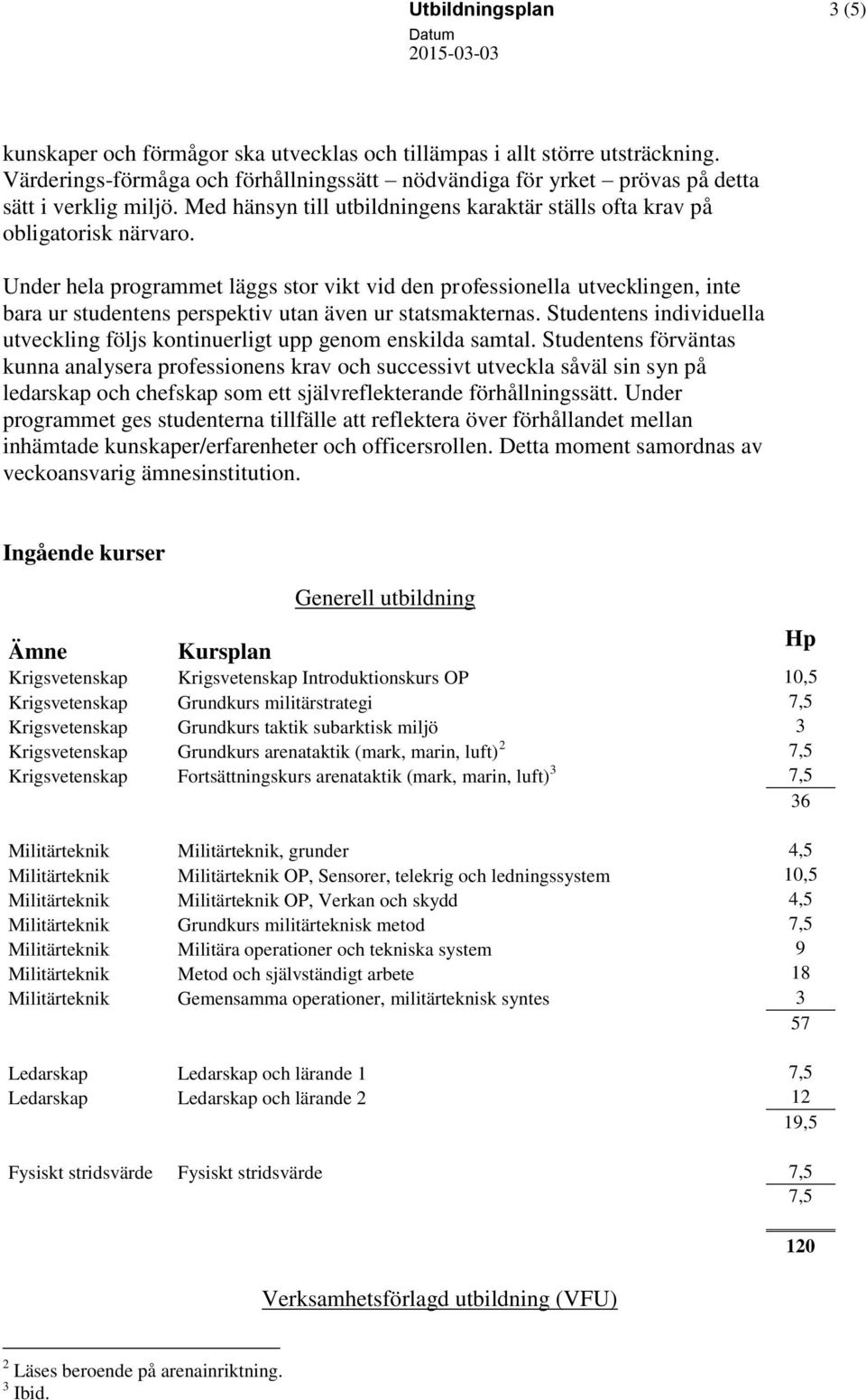 Under hela programmet läggs stor vikt vid den professionella utvecklingen, inte bara ur studentens perspektiv utan även ur statsmakternas.