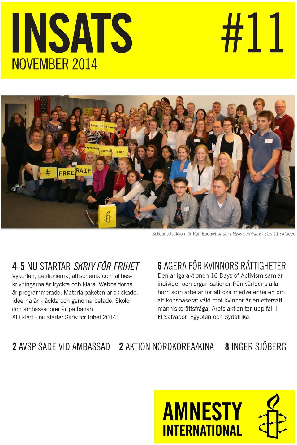 Idéerna är kläckta och genomarbetade. Skolor och ambassadörer är på banan. Allt klart - nu startar Skriv för frihet 2014!