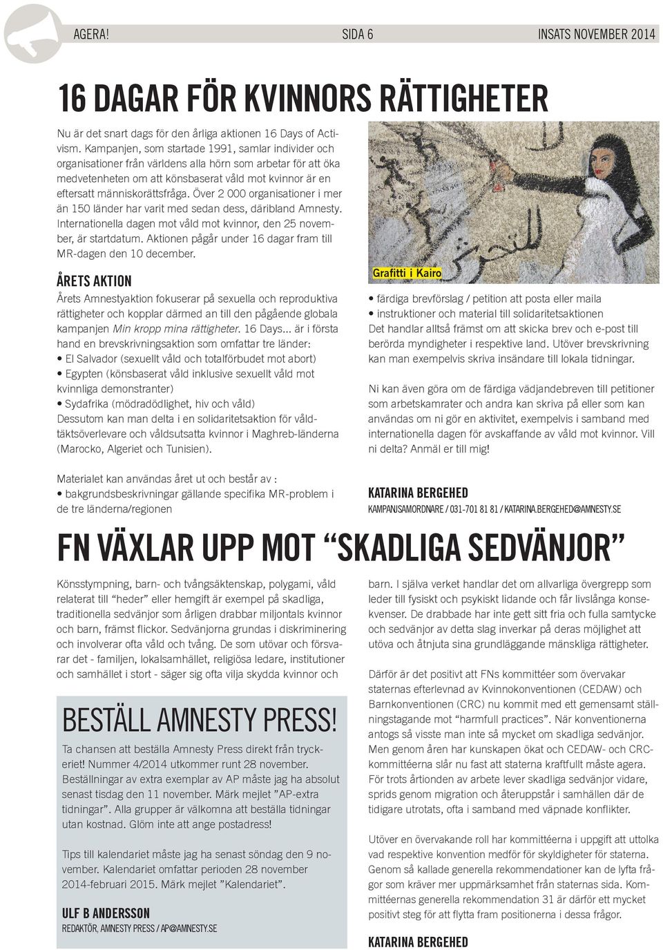 Över 2 000 organisationer i mer än 150 länder har varit med sedan dess, däribland Amnesty. Internationella dagen mot våld mot kvinnor, den 25 november, är startdatum.