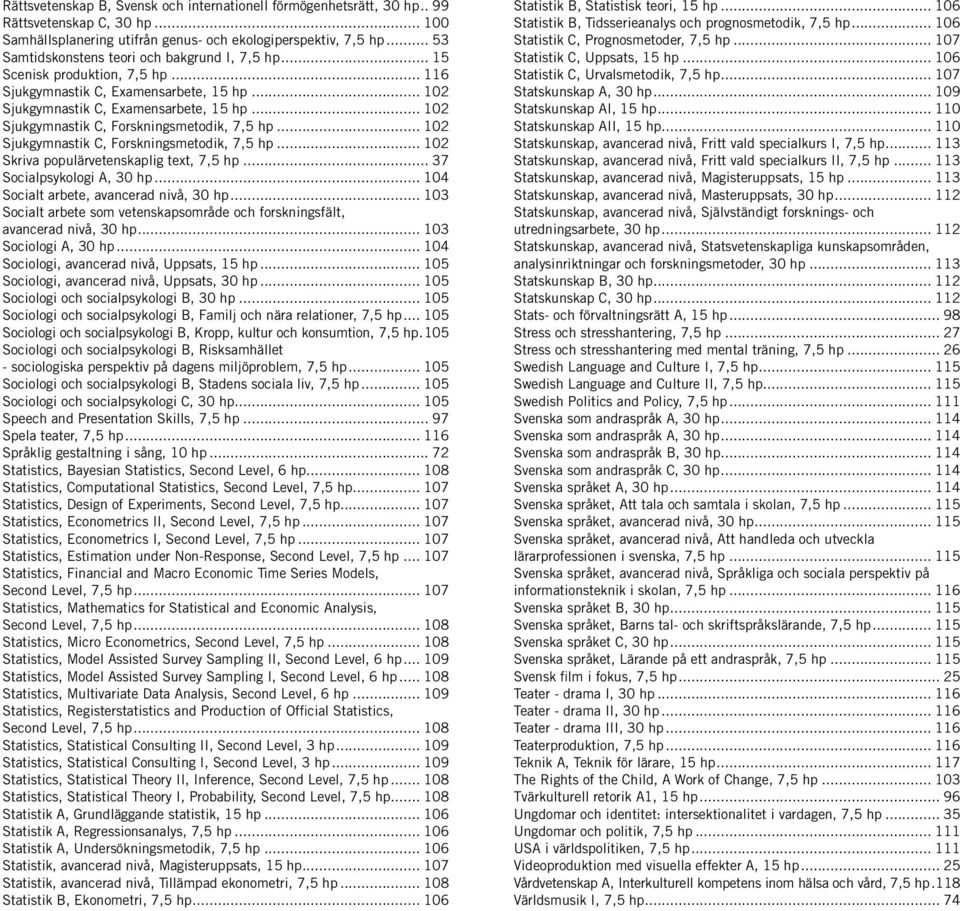.. 37 Socialpsykologi A,... 104 Socialt arbete, avancerad nivå,... 103 Socialt arbete som vetenskapsområde och forskningsfält, avancerad nivå,... 103 Sociologi A,.