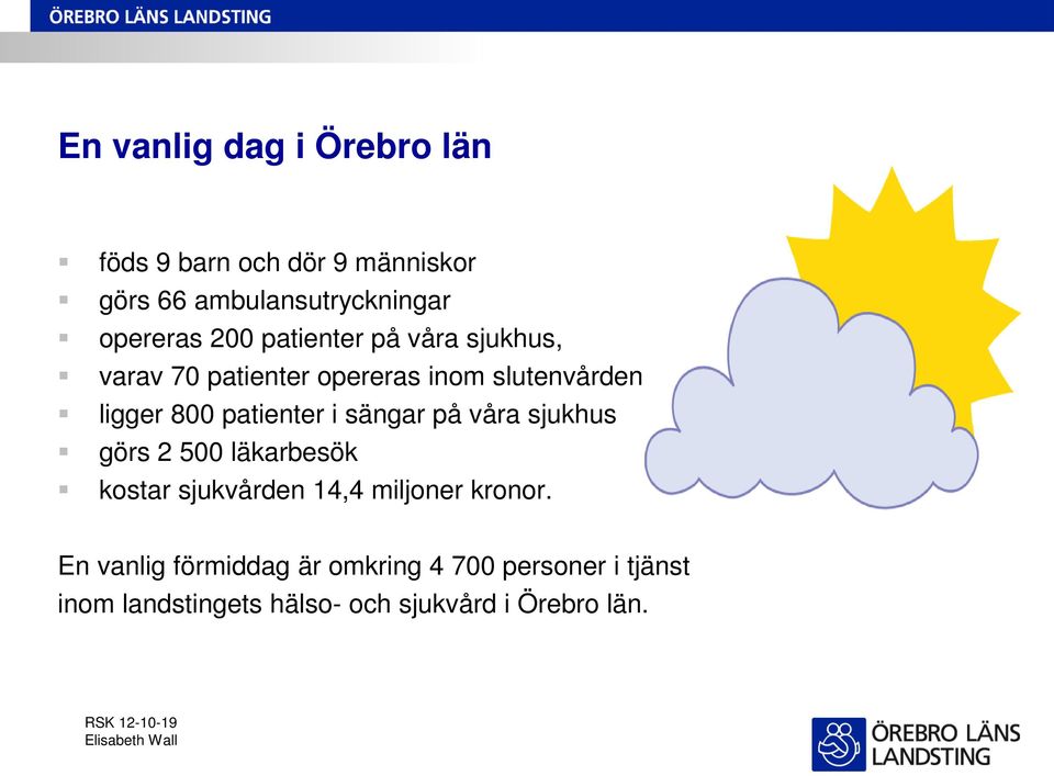 på våra sjukhus görs 2 500 läkarbesök kostar sjukvården 14,4 miljoner kronor.