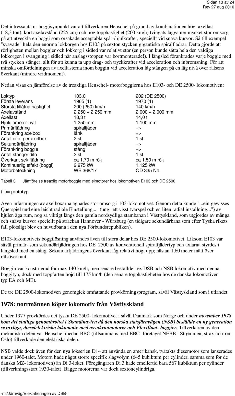 Så till exempel "svävade" hela den enorma lokkorgen hos E103 på sexton stycken gigantiska spiralfjädrar.