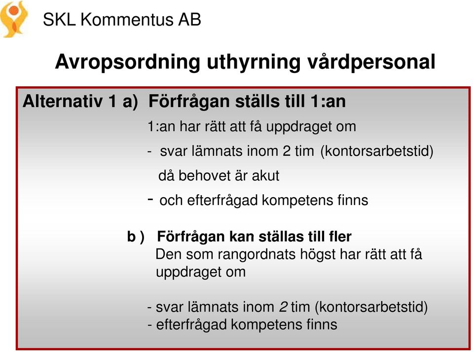 efterfrågad kompetens finns b ) Förfrågan kan ställas till fler Den som rangordnats högst har