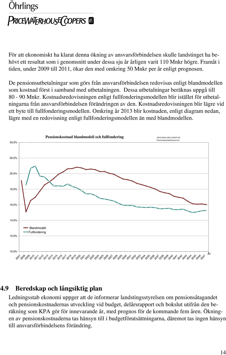 De pensionsutbetalningar som görs från ansvarsförbindelsen redovisas enligt blandmodellen som kostnad först i samband med utbetalningen. Dessa utbetalningar beräknas uppgå till 80-90 Mnkr.