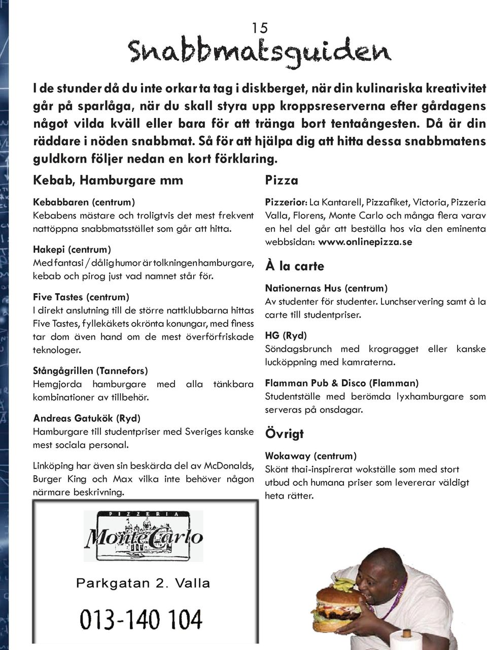 Kebab, Hamburgare mm Pizza Kebabbaren (centrum) Kebabens mästare och troligtvis det mest frekvent nattöppna snabbmatsstället som går att hitta.