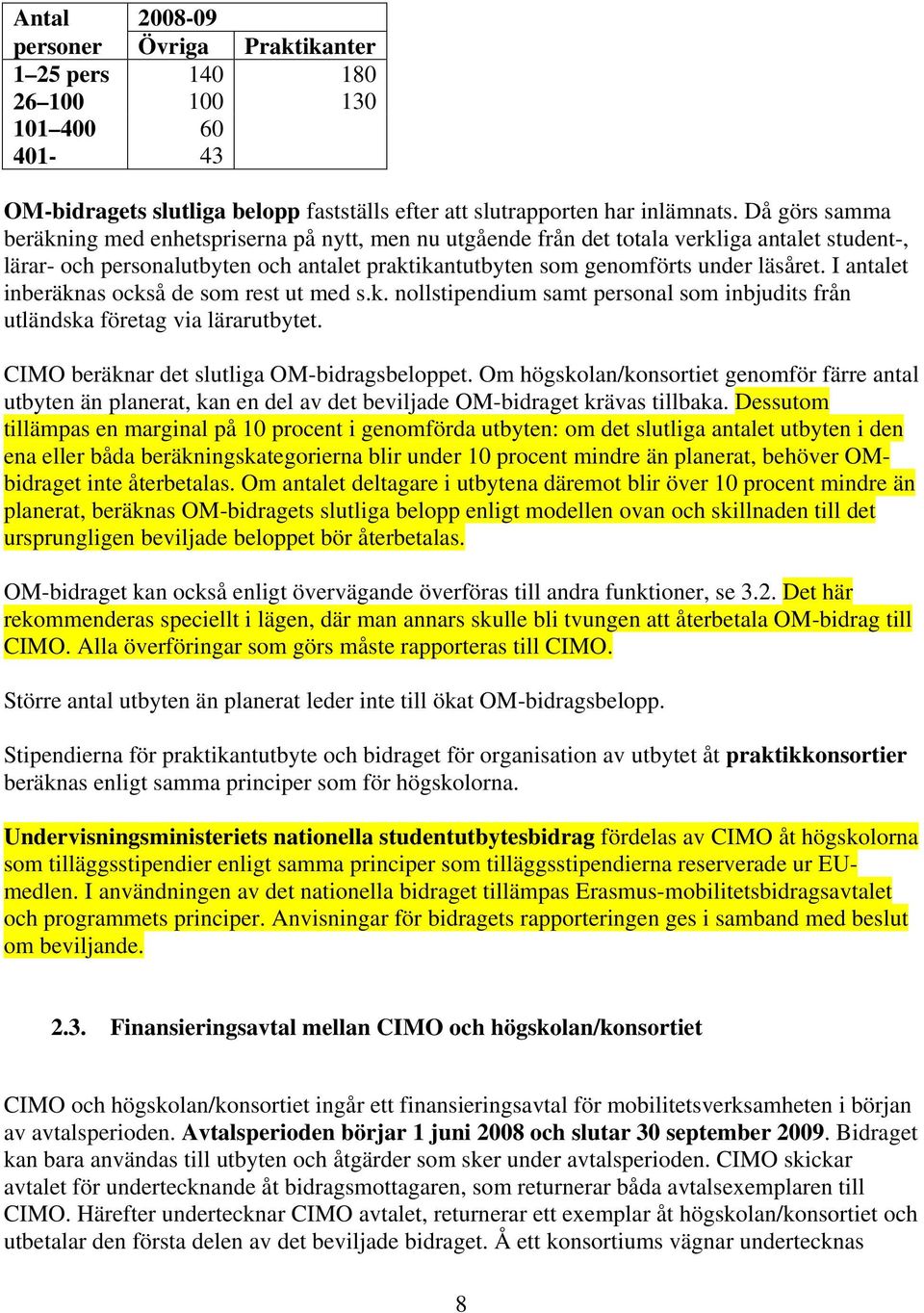 I antalet inberäknas också de som rest ut med s.k. nollstipendium samt personal som inbjudits från utländska företag via lärarutbytet. CIMO beräknar det slutliga OM-bidragsbeloppet.