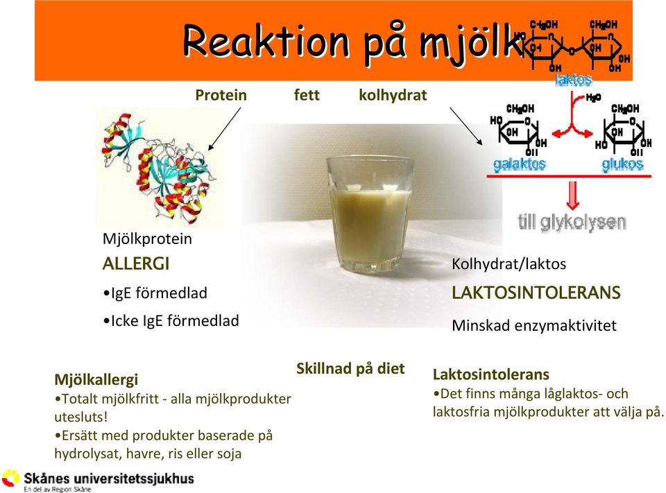 Ersätt med produkter baserade på hydrolysat, havre, ris eller soja Skillnad på diet