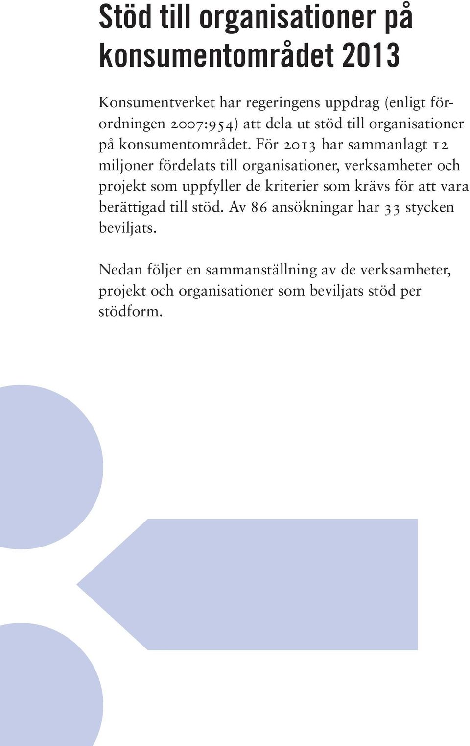 För 2013 har sammanlagt 12 miljoner fördelats till organisationer, verksamheter och projekt som uppfyller de kriterier som