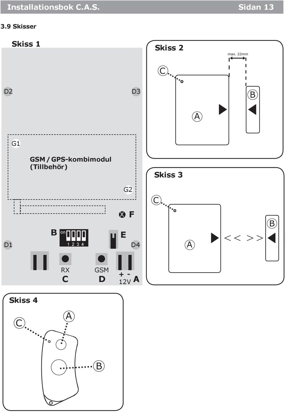 22mm C D2 D3 B A G1 GSM / GPS-kombimodul