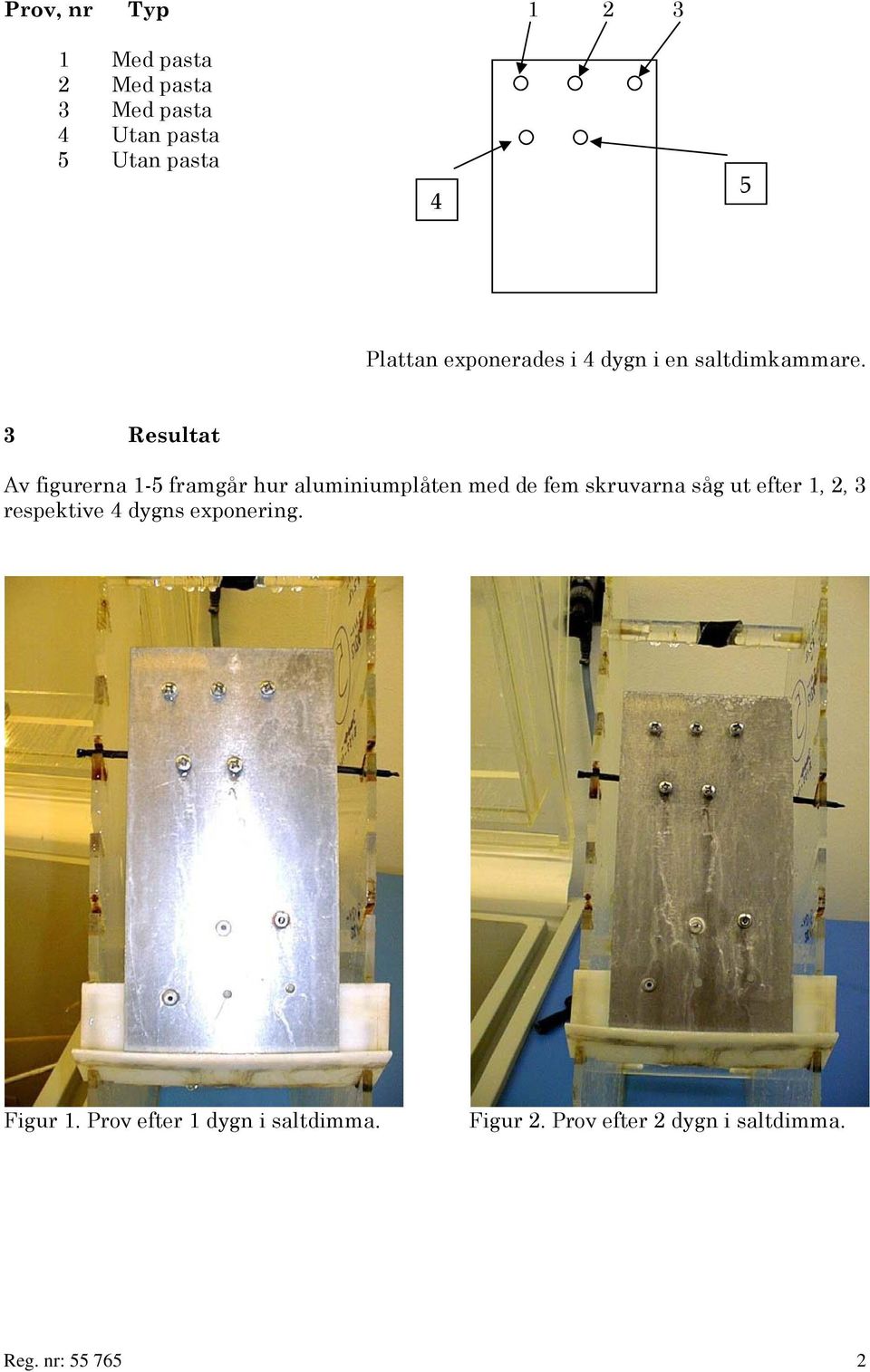 3 Resultat Av figurerna 1-5 framgår hur aluminiumplåten med de fem skruvarna såg ut efter
