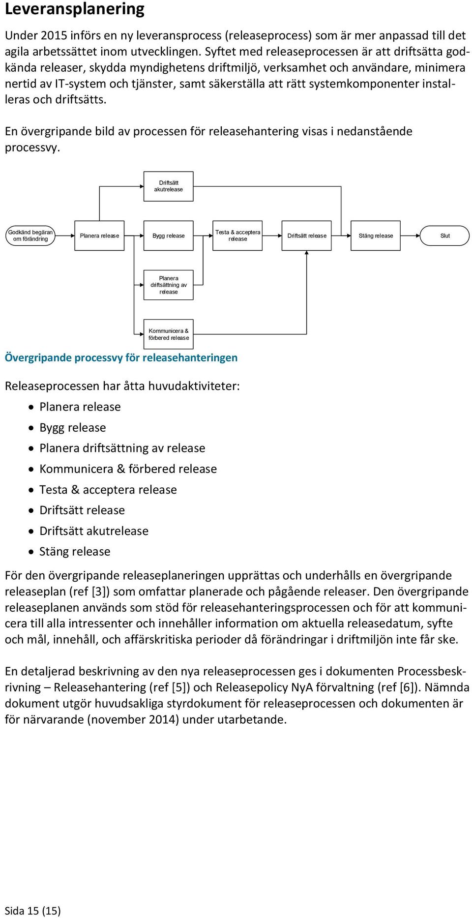 systemkomponenter installeras och driftsätts. En övergripande bild av processen för releasehantering visas i nedanstående processvy.