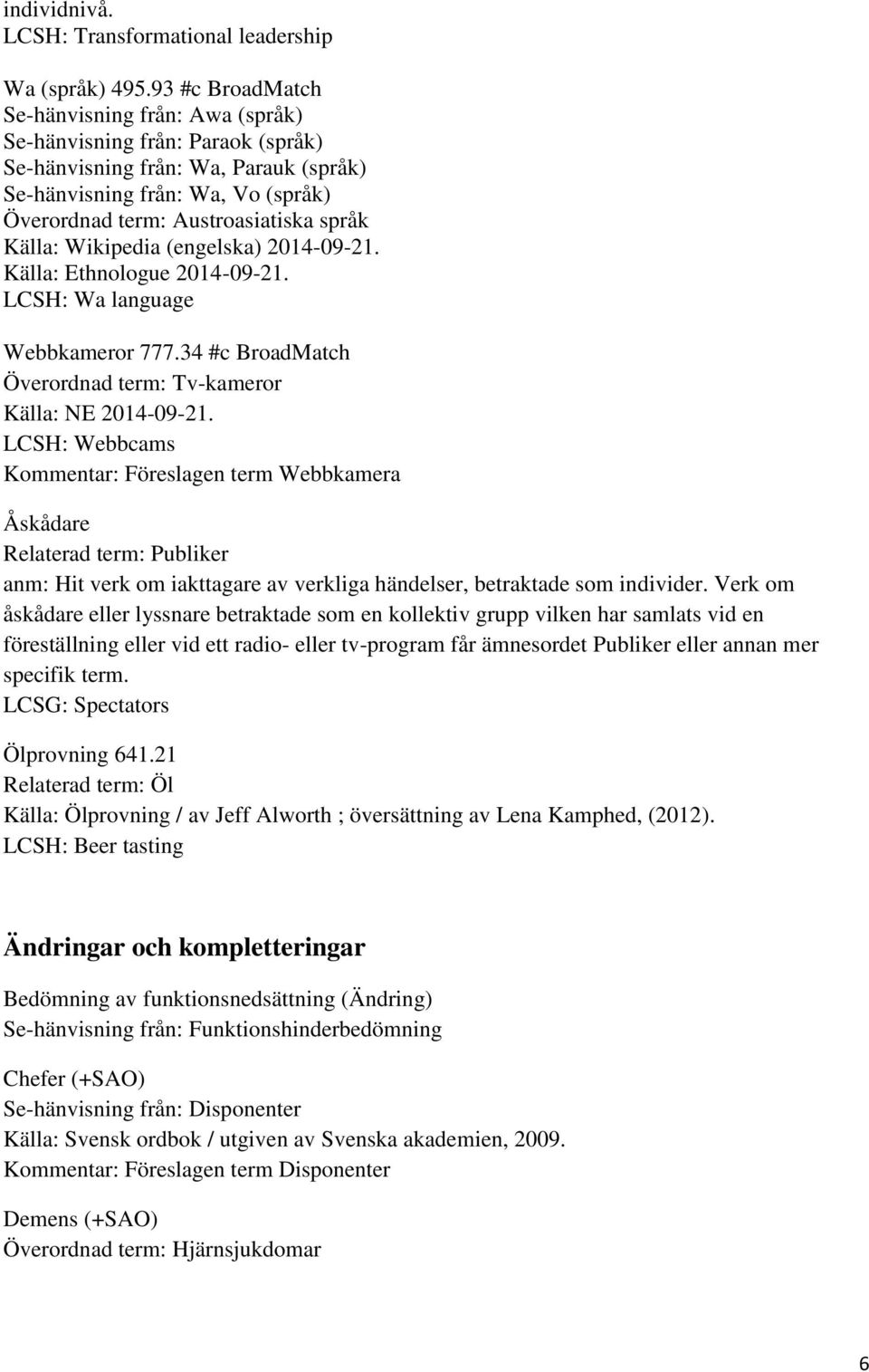 Källa: Wikipedia (engelska) 2014-09-21. Källa: Ethnologue 2014-09-21. LCSH: Wa language Webbkameror 777.34 #c BroadMatch Överordnad term: Tv-kameror Källa: NE 2014-09-21.