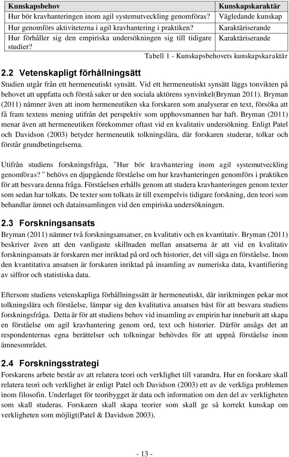 2 Vetenskapligt förhållningsätt Studien utgår från ett hermeneutiskt synsätt.