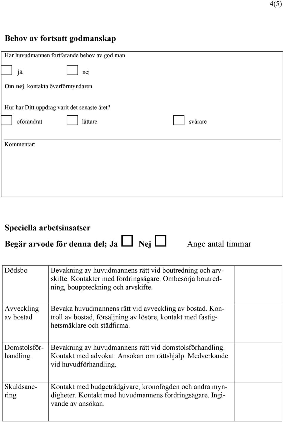 Kontakter med fordringsägare. Ombesörja boutredning, bouppteckning och arvskifte. Avveckling av bostad Bevaka huvudmannens rätt vid avveckling av bostad.