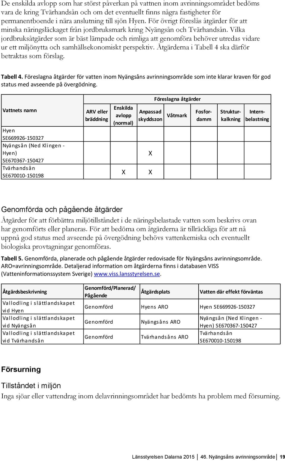 Vilka jordbruksåtgärder som är bäst lämpade och rimliga att genomföra behöver utredas vidare ur ett miljönytta och samhällsekonomiskt perspektiv.