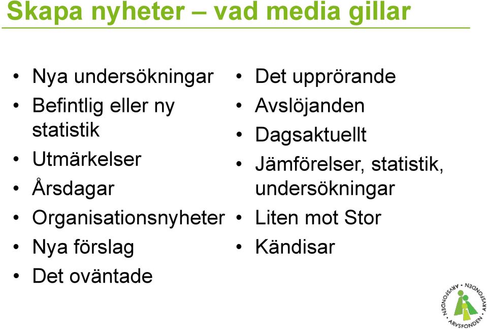 Nya förslag Det oväntade Det upprörande Avslöjanden