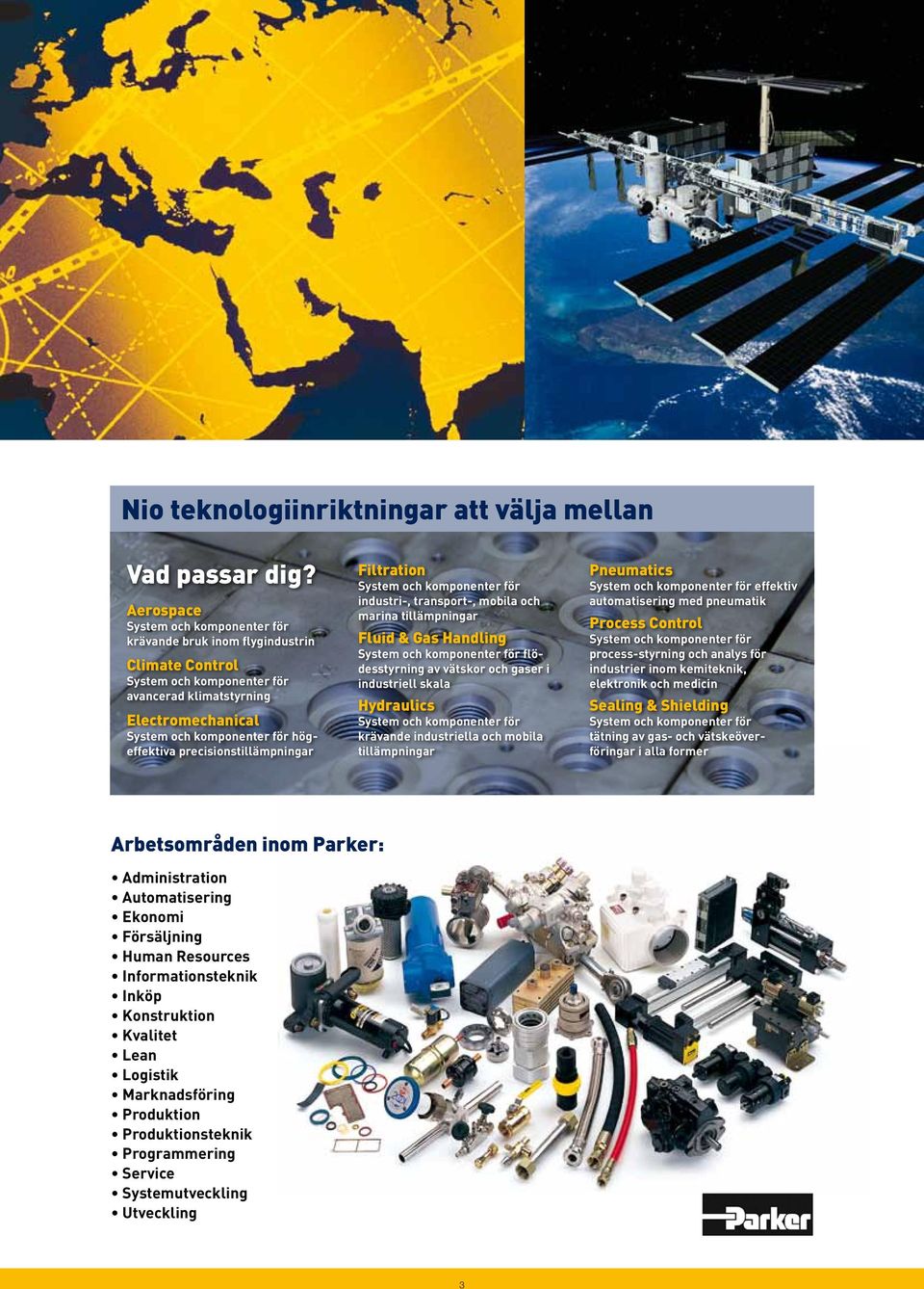 tillämpningar Fluid & Gas Handling flödesstyrning av vätskor och gaser i industriell skala Hydraulics krävande industriella och mobila tillämpningar Pneumatics effektiv automatisering med pneumatik