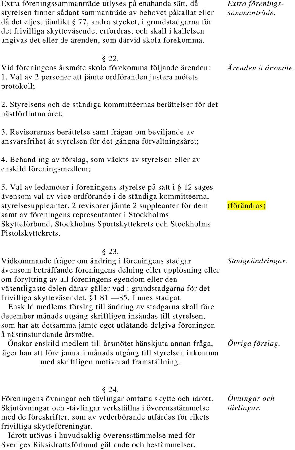 Val av 2 personer att jämte ordföranden justera mötets protokoll; Extra föreningssammanträde. Ärenden å årsmöte. 2. Styrelsens och de ständiga kommittéernas berättelser för det nästförflutna året; 3.