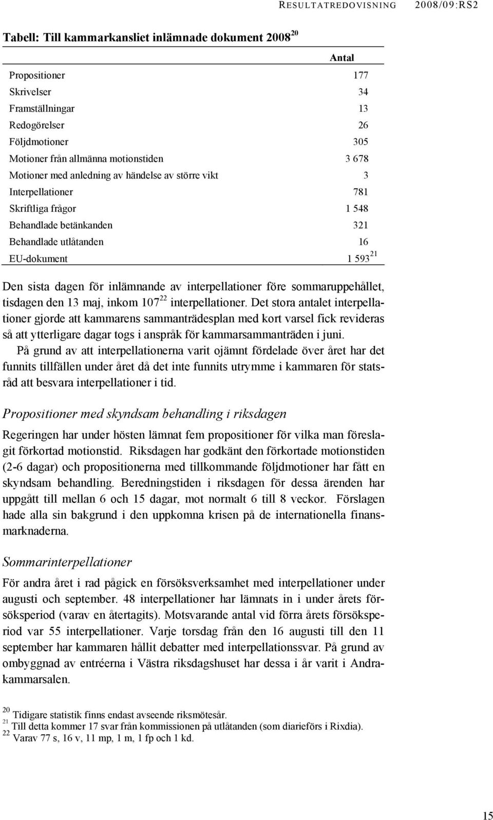 Den sista dagen för inlämnande av interpellationer före sommaruppehållet, tisdagen den 13 maj, inkom 107 22 interpellationer.