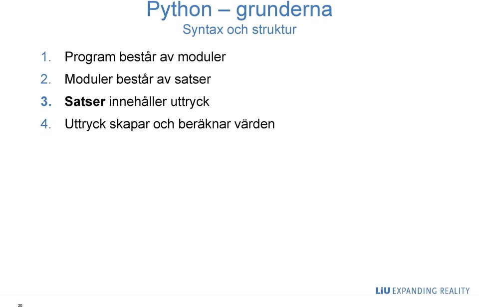 Satser innehåller uttryck Python