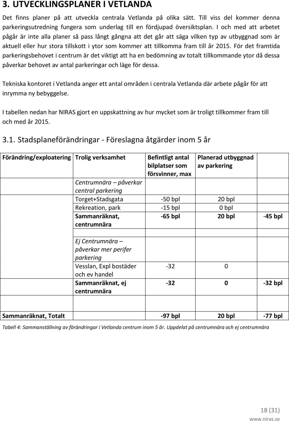 2015. För det framtida parkeringsbehovet i centrum är det viktigt att ha en bedömning av totalt tillkommande ytor då dessa påverkar behovet av antal parkeringar och läge för dessa.