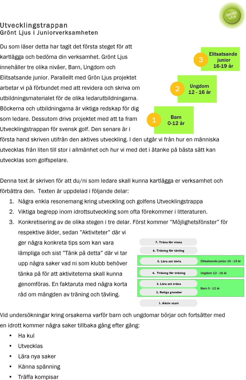 Parallellt med Grön Ljus projektet arbetar vi på förbundet med att revidera och skriva om utbildningsmaterialet för de olika ledarutbildningarna.