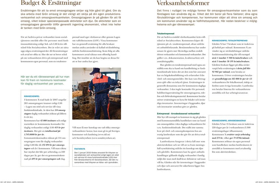 Omsorgstagaren är på gården för att få omsorg, vilket kräver specialanpassade aktiviteter och djur.
