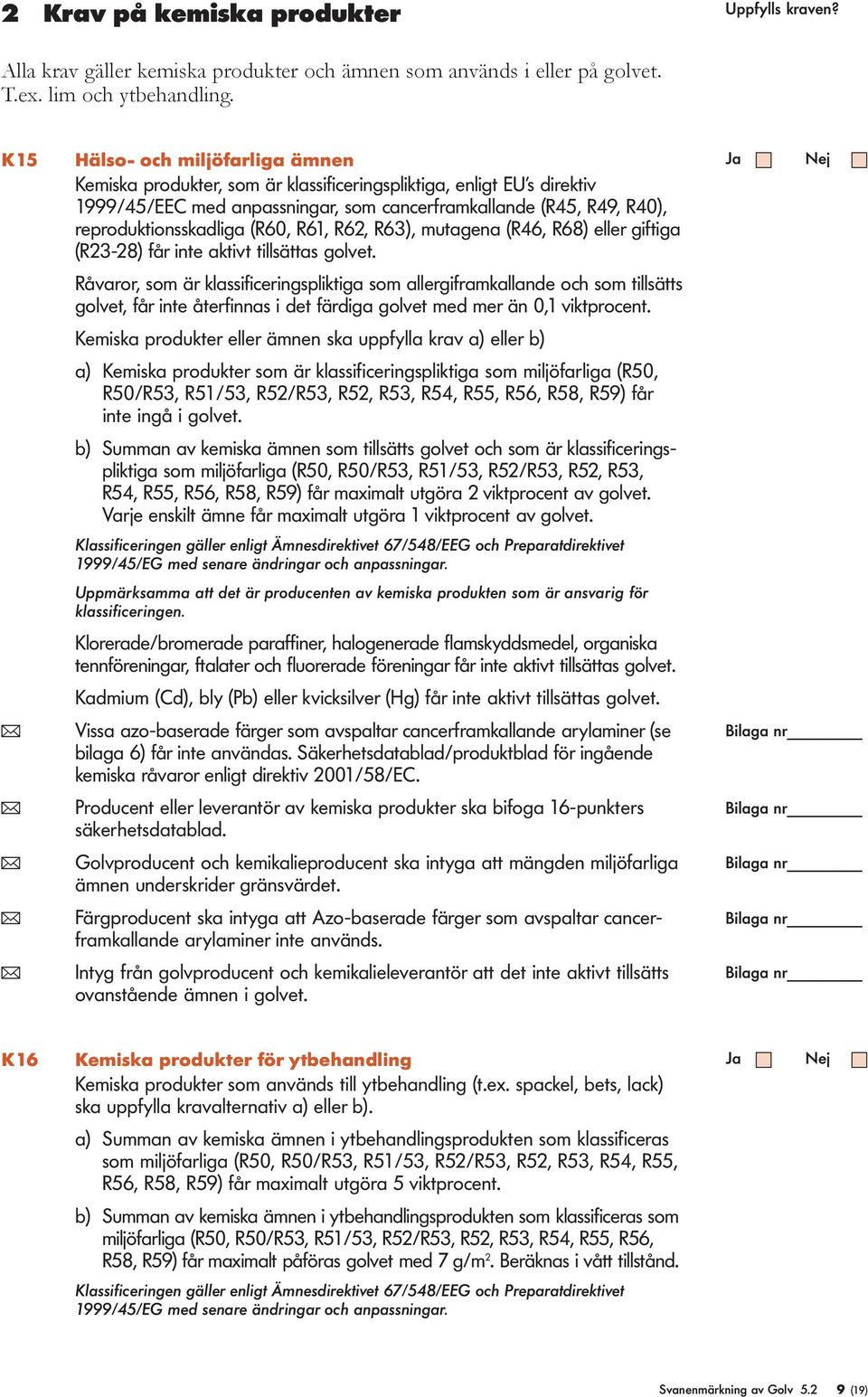 R61, R62, R63), mutagena (R46, R68) eer giftiga (R23-28) får inte aktivt tisättas govet.