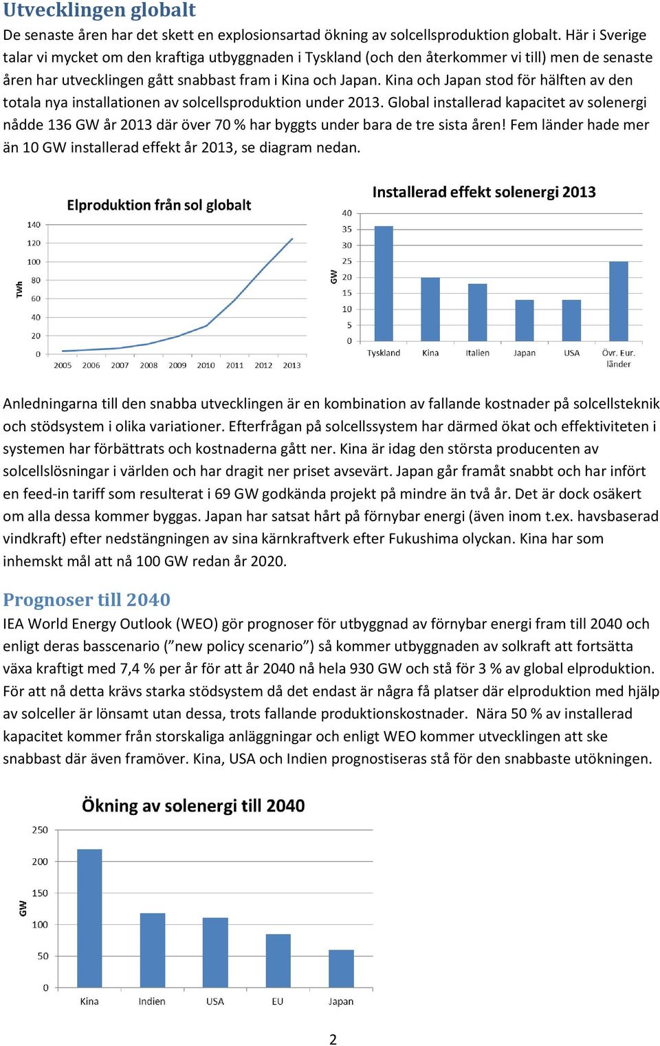 Kina och Japan stod för hälften av den totala nya installationen av solcellsproduktion under 2013.