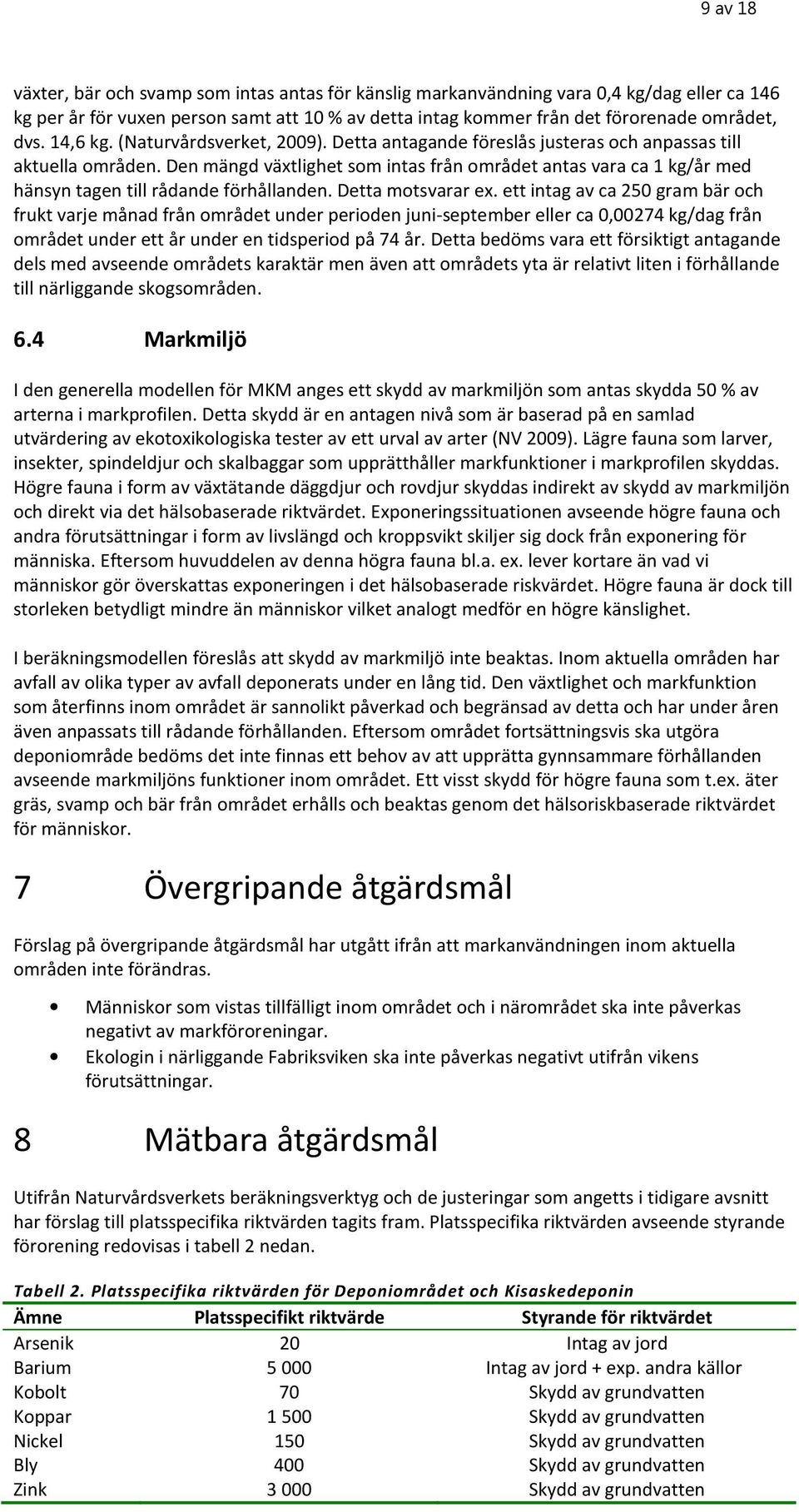 Den mängd växtlighet som intas från området antas vara ca 1 kg/år med hänsyn tagen till rådande förhållanden. Detta motsvarar ex.
