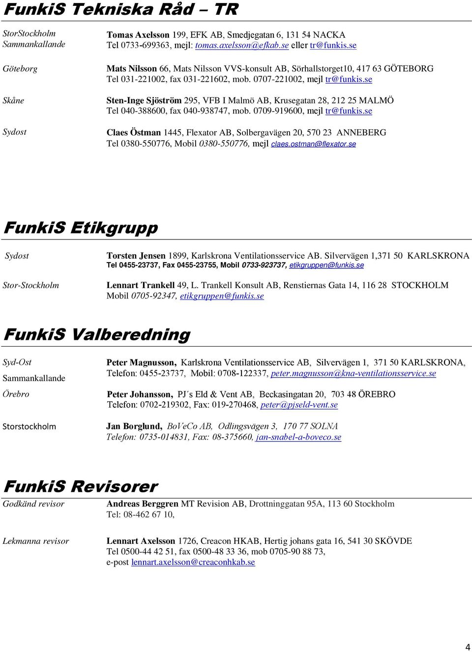 se Sten-Inge Sjöström 295, VFB I Malmö AB, Krusegatan 28, 212 25 MALMÖ Tel 040-388600, fax 040-938747, mob. 0709-919600, mejl tr@funkis.