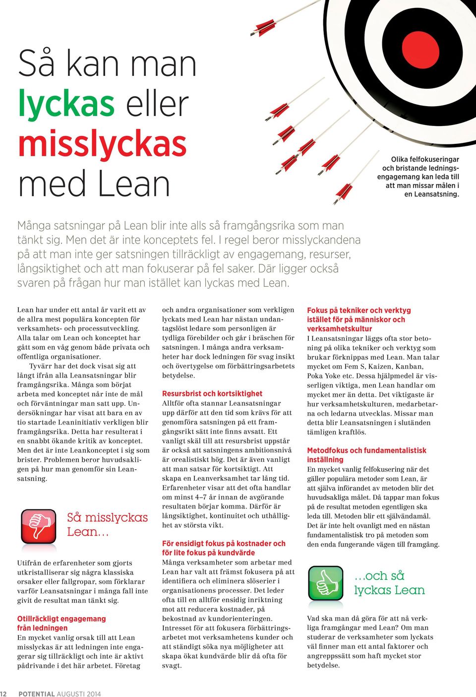 I regel beror misslyckandena på att man inte ger satsningen tillräckligt av engagemang, resurser, långsiktighet och att man fokuserar på fel saker.