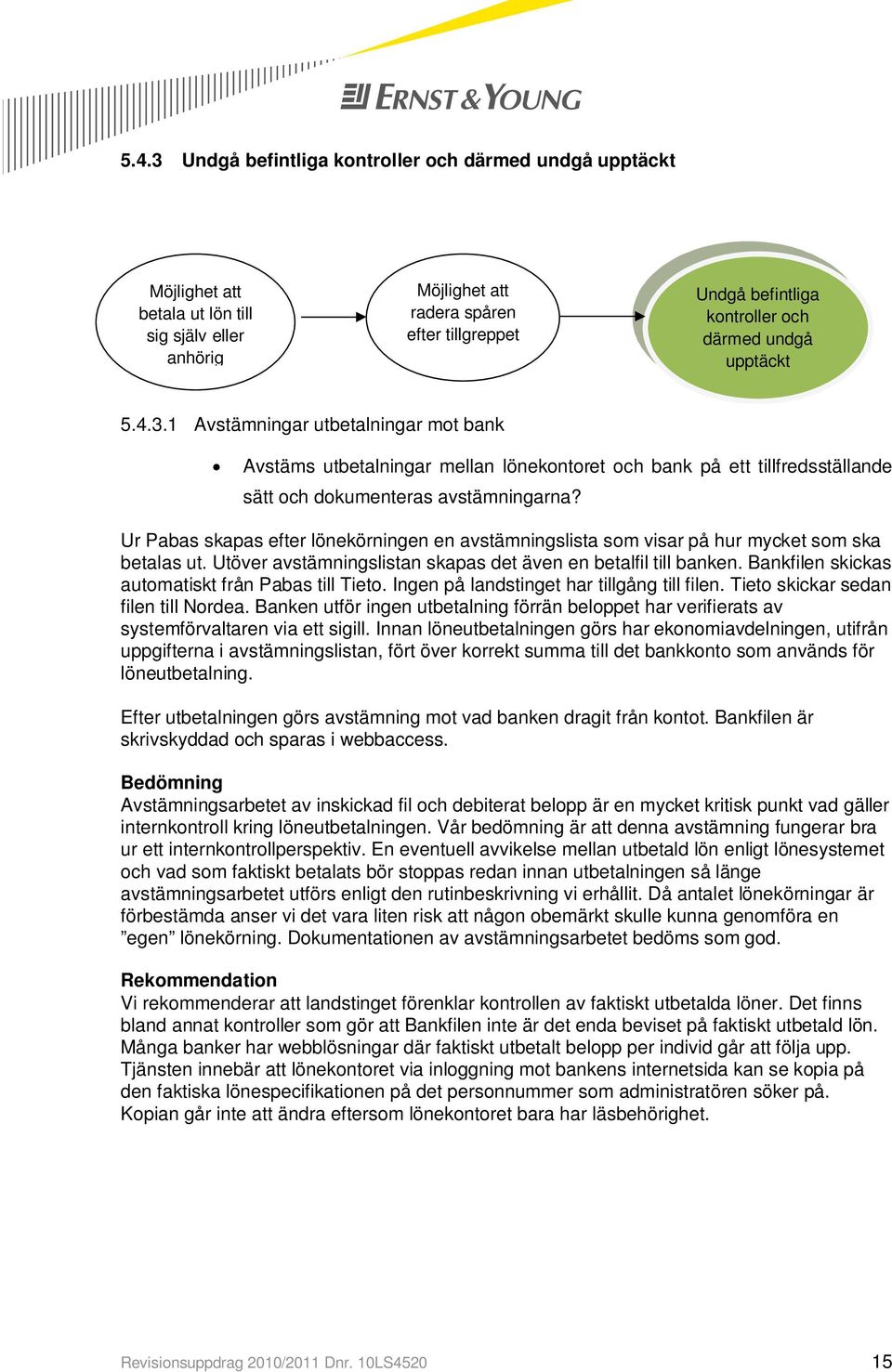 Ur Pabas skapas efter lönekörningen en avstämningslista som visar på hur mycket som ska betalas ut. Utöver avstämningslistan skapas det även en betalfil till banken.