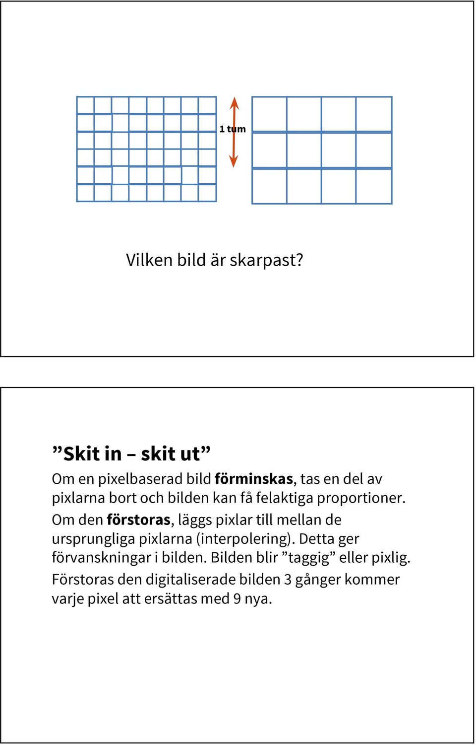 felaktiga proportioner.