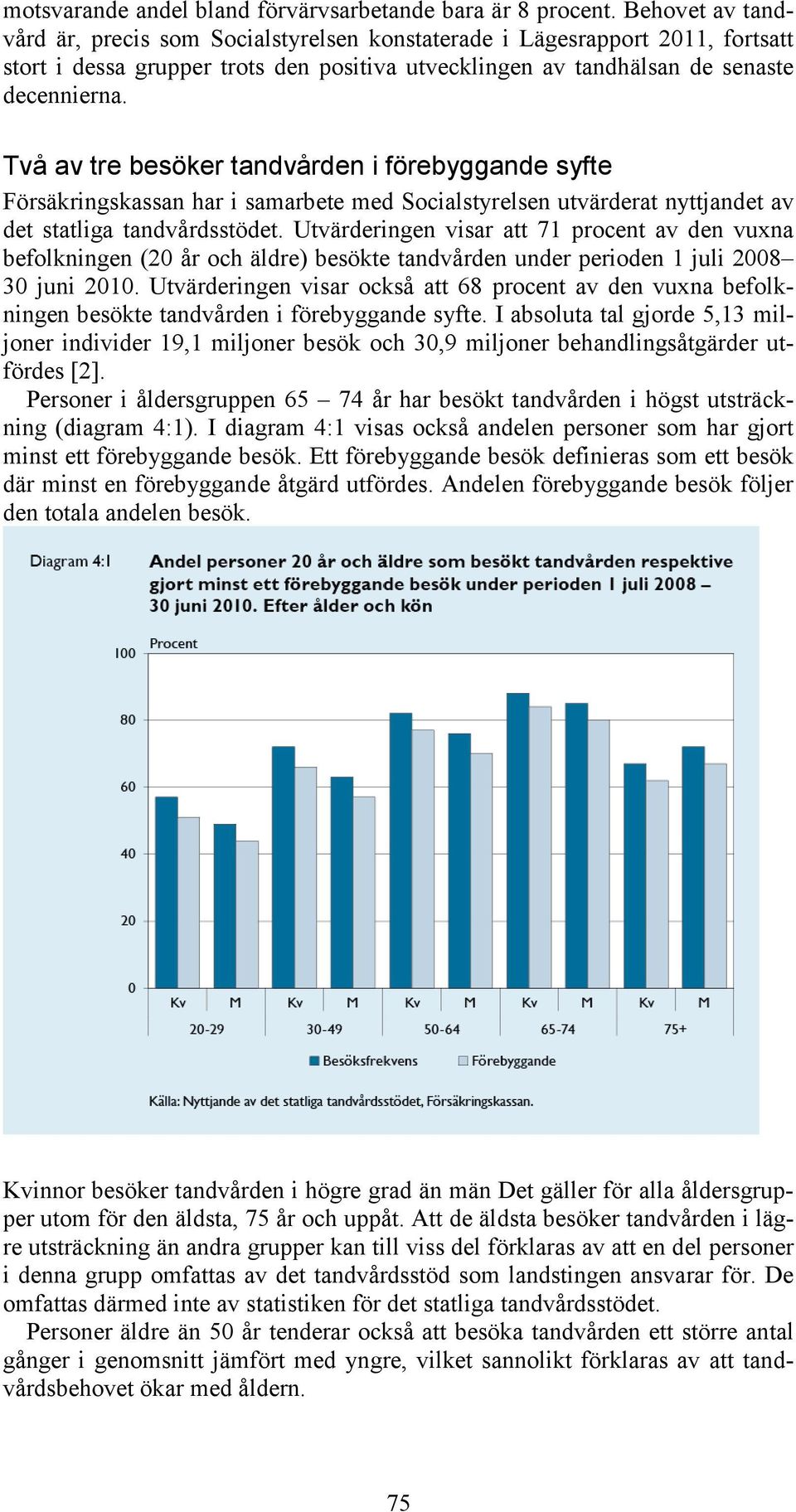 Två av tre besöker tandvården i förebyggande syfte Försäkringskassan har i samarbete med Socialstyrelsen utvärderat nyttjandet av det statliga tandvårdsstödet.
