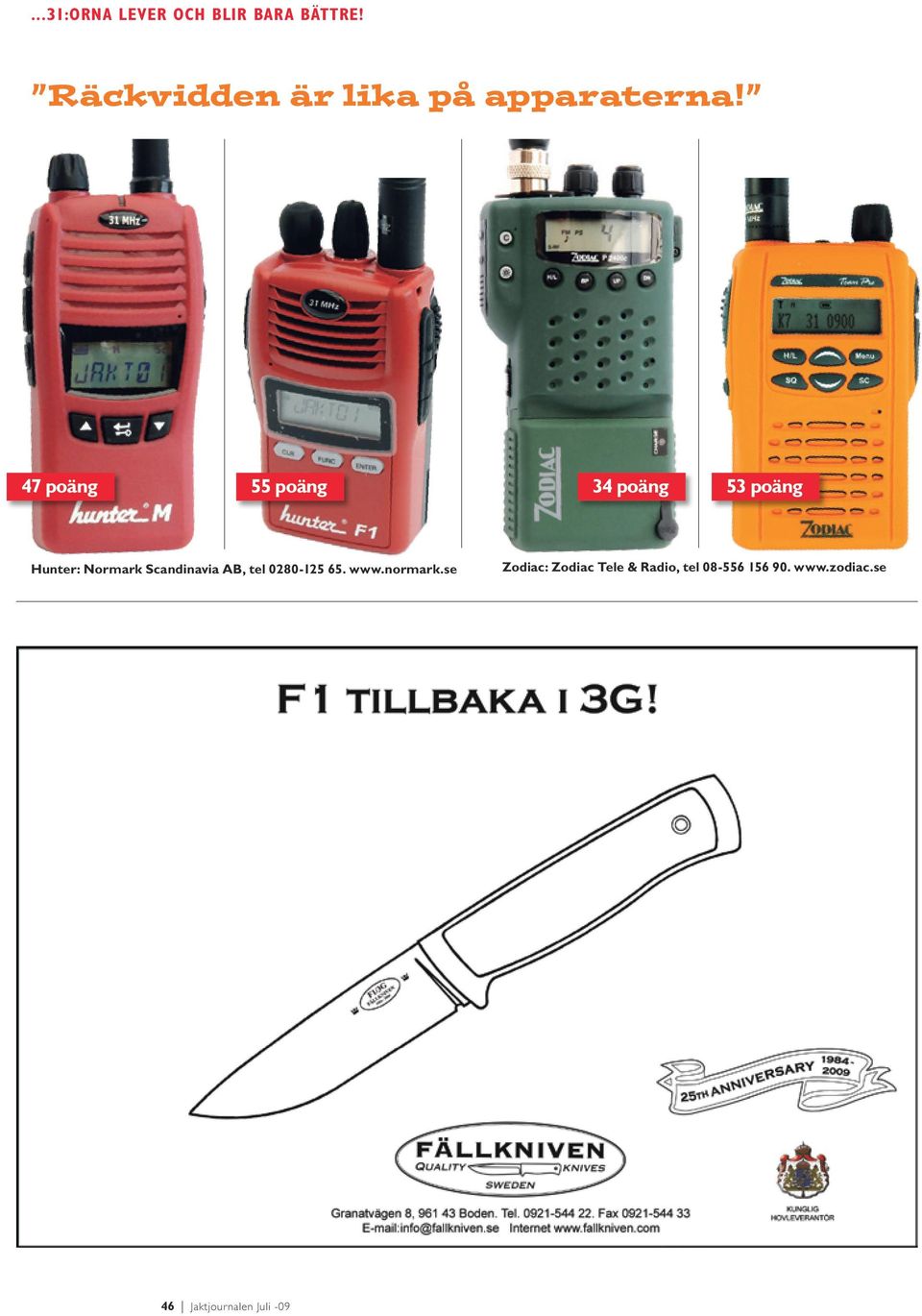 47 poäng 55 poäng 34 poäng 53 poäng Hunter: Normark Scandinavia
