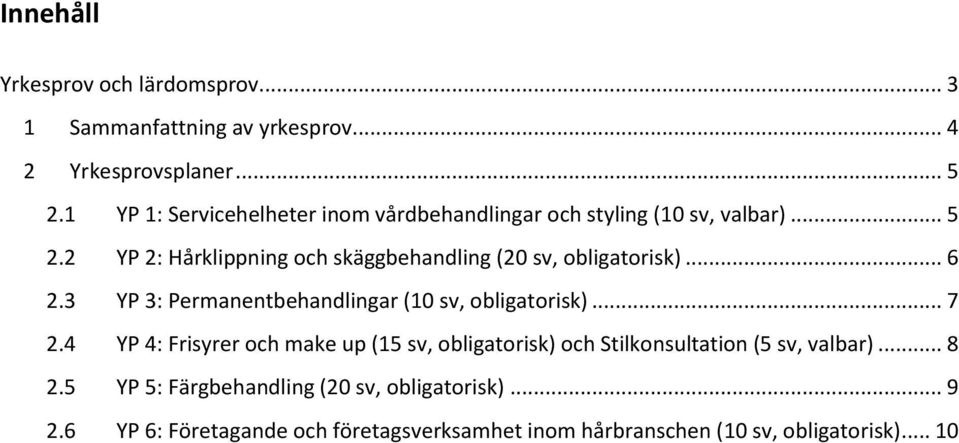 2 YP 2: Hårklippning och skäggbehandling (20 sv, obligatorisk)... 6 2.3 YP 3: Permanentbehandlingar (10 sv, obligatorisk)... 7 2.