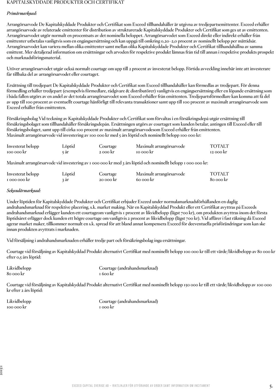 Arrangörsarvodet utgör normalt en procentsats av det nominella beloppet.