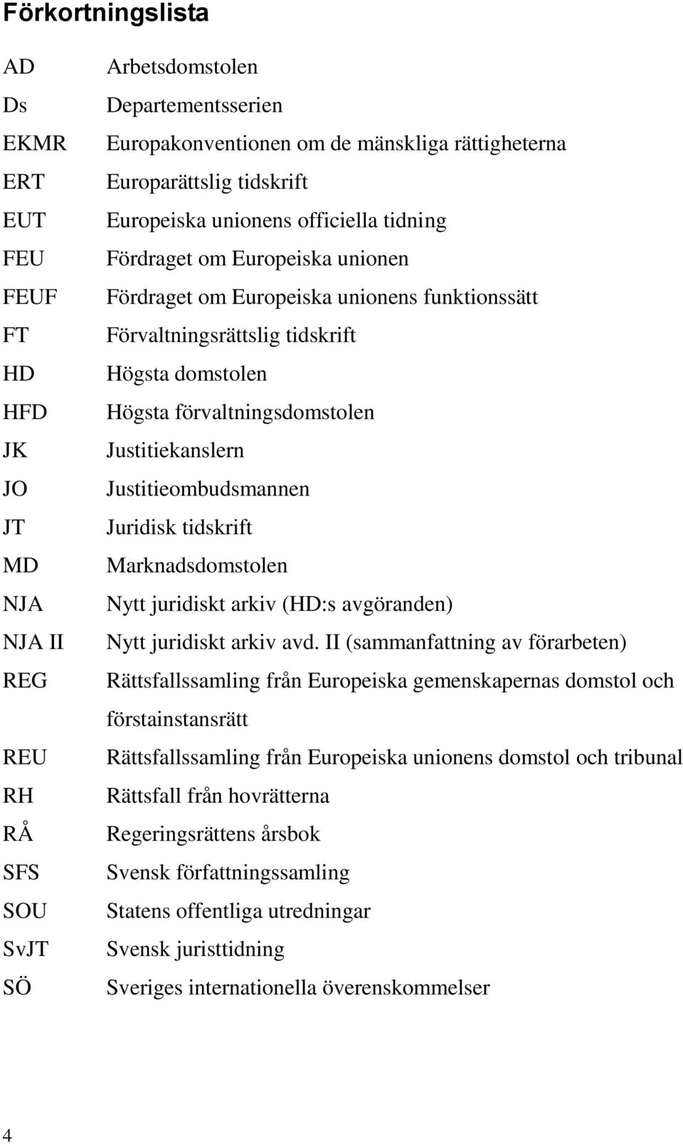 förvaltningsdomstolen Justitiekanslern Justitieombudsmannen Juridisk tidskrift Marknadsdomstolen Nytt juridiskt arkiv (HD:s avgöranden) Nytt juridiskt arkiv avd.