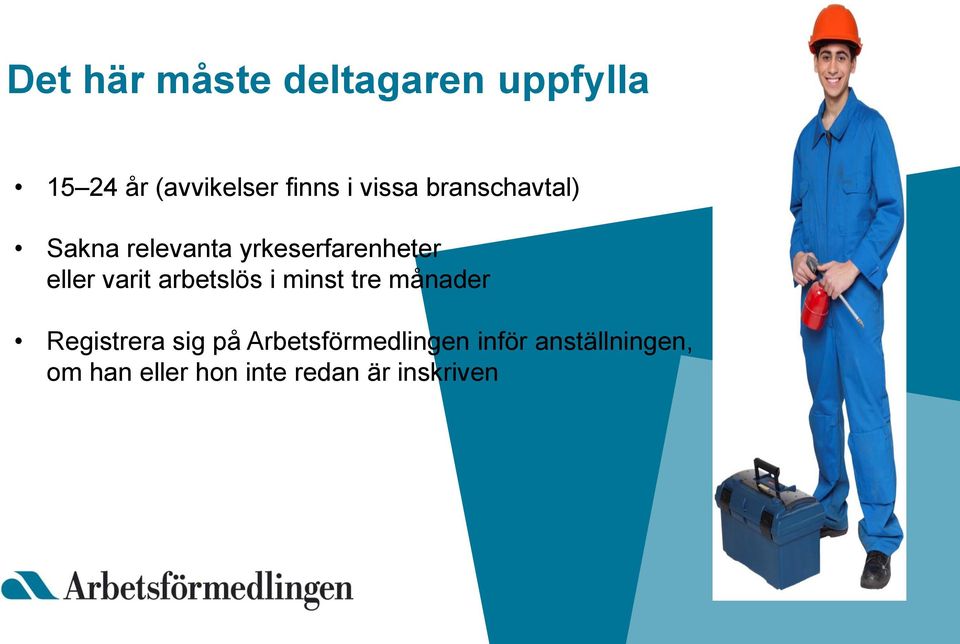 varit arbetslös i minst tre månader Registrera sig på