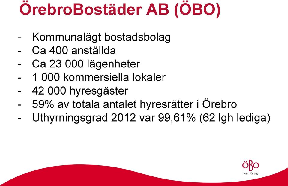 lokaler - 42 000 hyresgäster - 59% av totala antalet