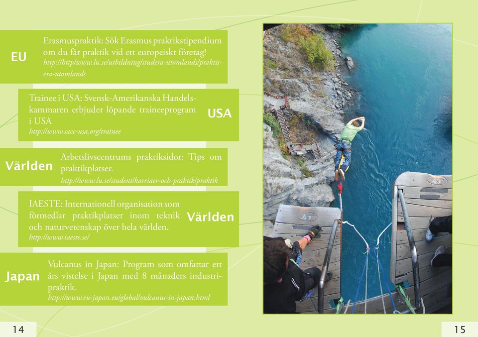 org/trainee Världen Arbetslivscentrums praktiksidor: Tips om praktikplatser. http://www.lu.