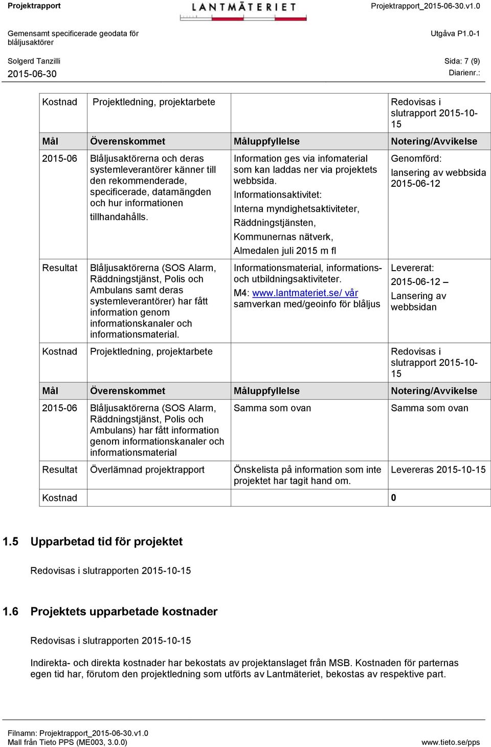 Informationsaktivitet: Interna myndighetsaktiviteter, Räddningstjänsten, Kommunernas nätverk, Almedalen juli 2015 m fl Genomförd: lansering av webbsida 2015-06-12 Resultat Blåljusaktörerna (SOS